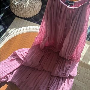 Aakaa Pink Pleated Dress